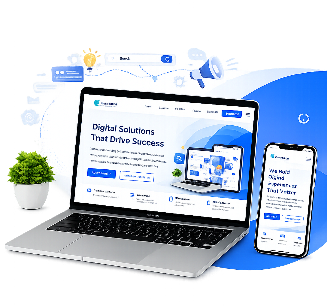 Innovion digital solutions displayed across laptop and mobile devices