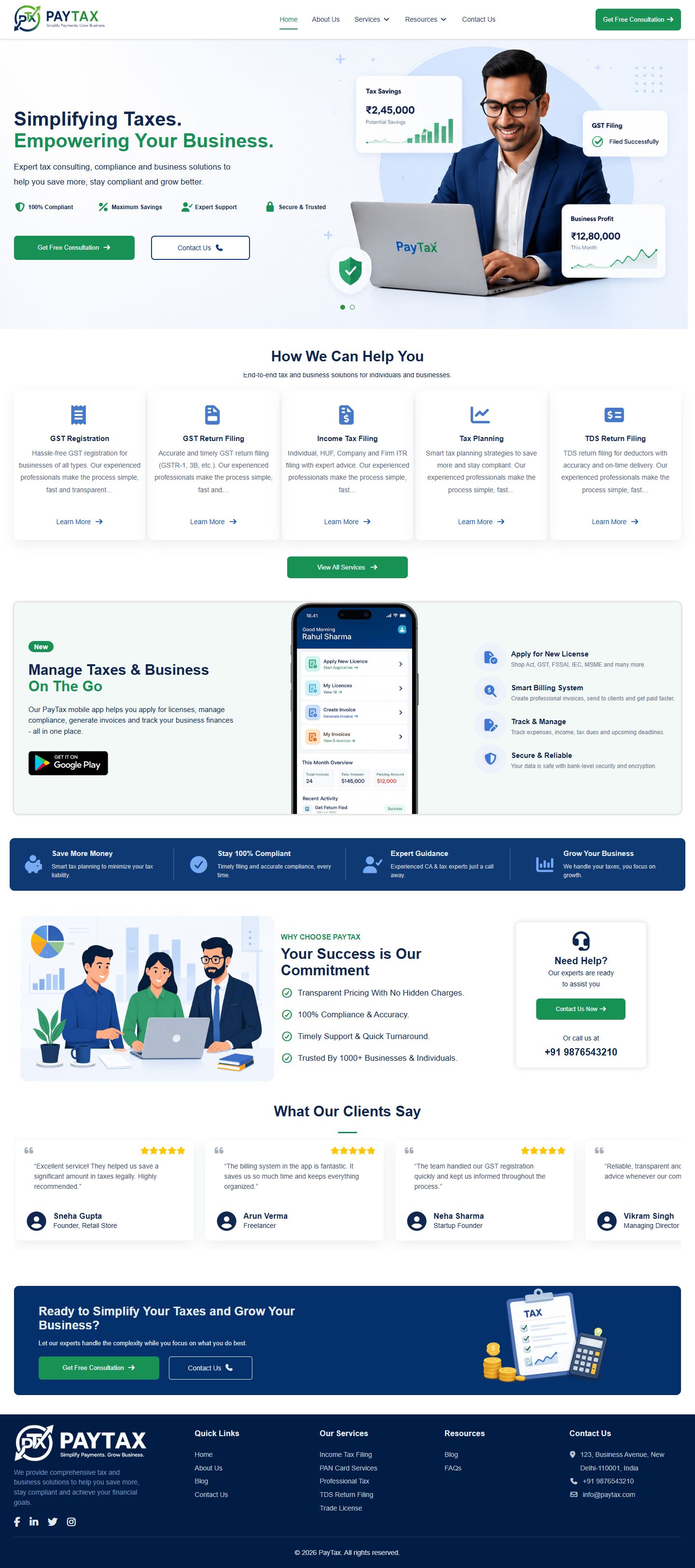 Full-page screenshot of PayTax